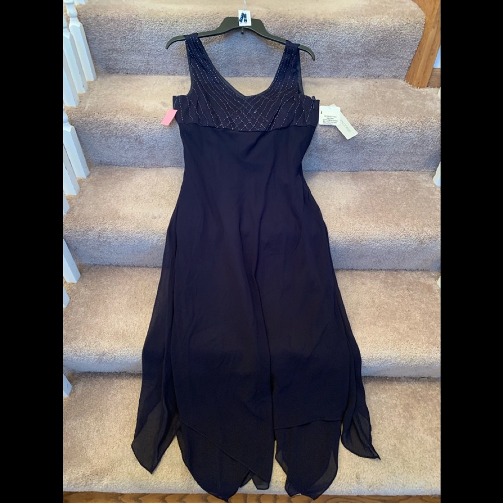 13.   Navy Blue Beaded Chiffon Dress